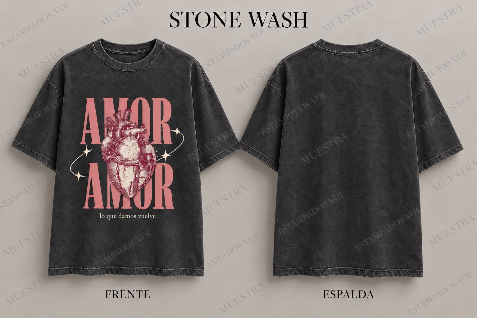 Remera Stone wash con Diseño Amor propio