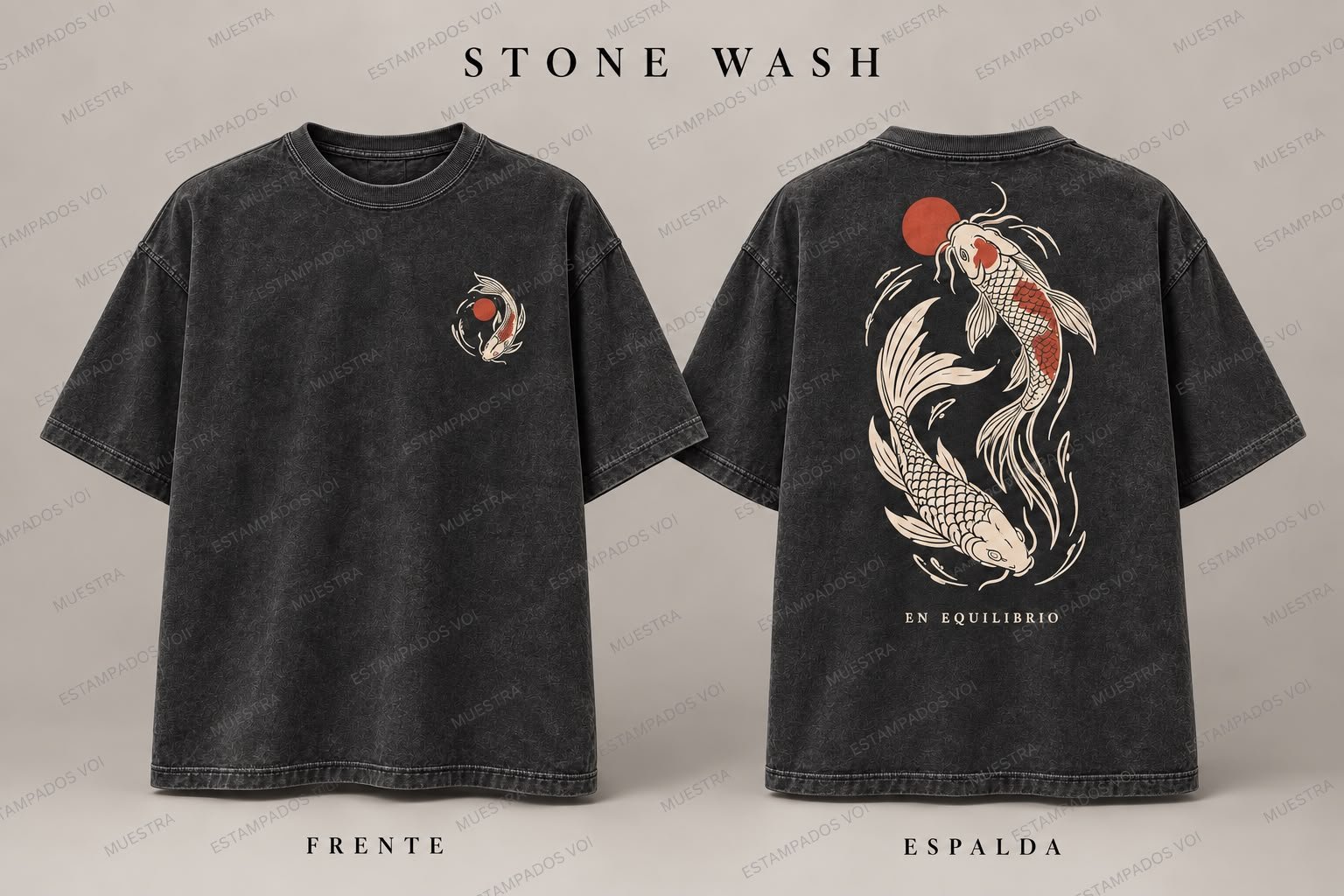 Remera Stone Wash con Diseño En equilibrio