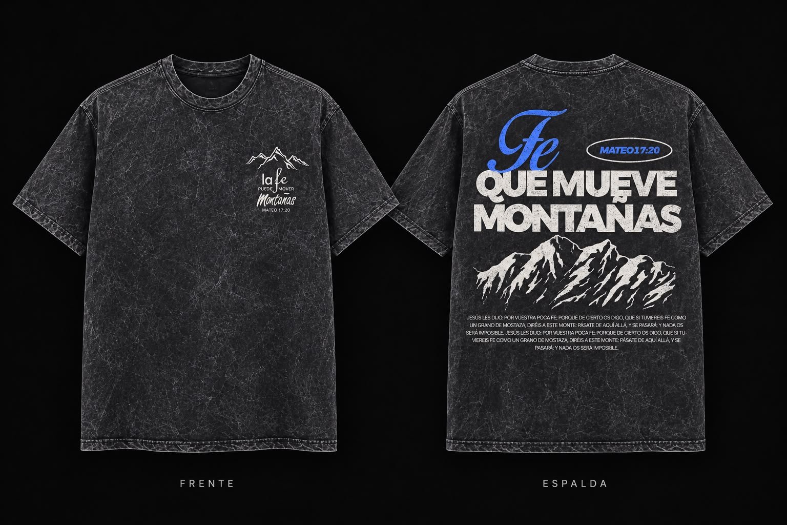 Remera Stone Wash con diseño FE que mueve montañas de VOI