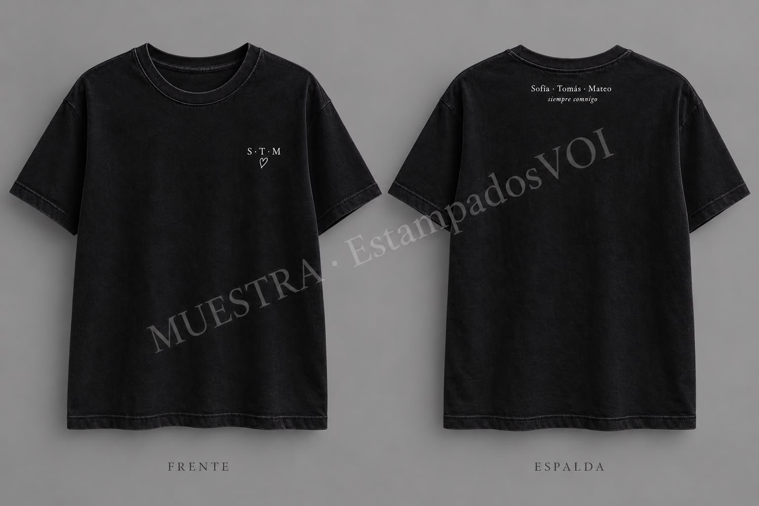 Remera Stone Wash con Diseño Iniciales Día de la madre
