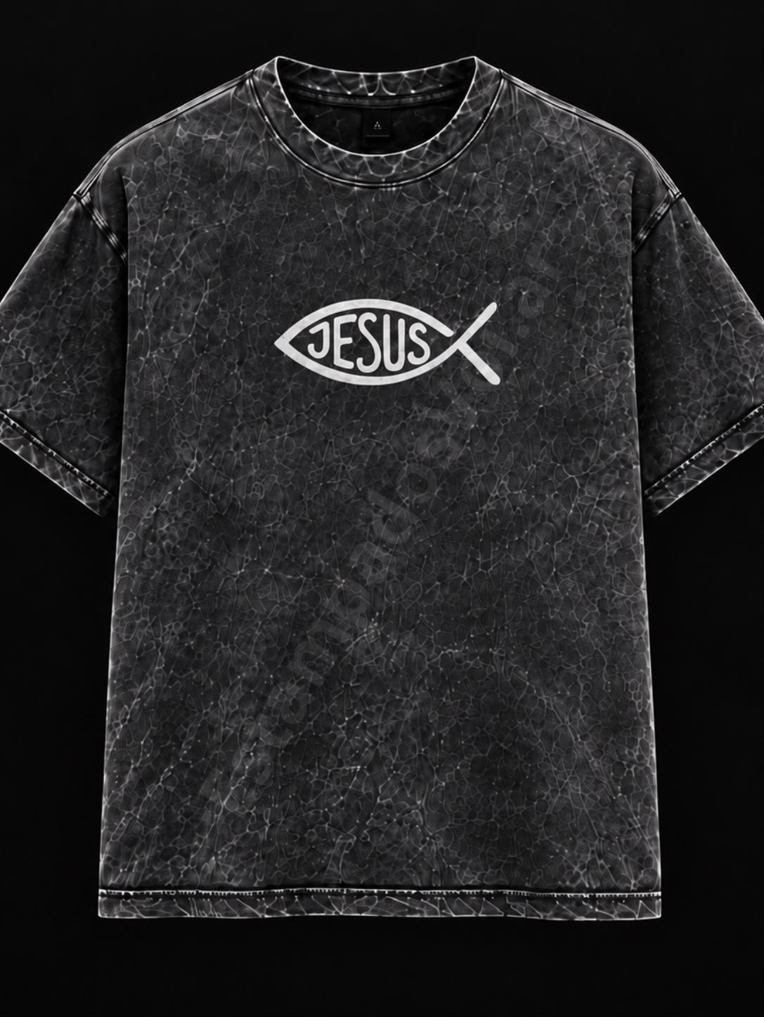 Remera Stone Wash con diseño Jesús