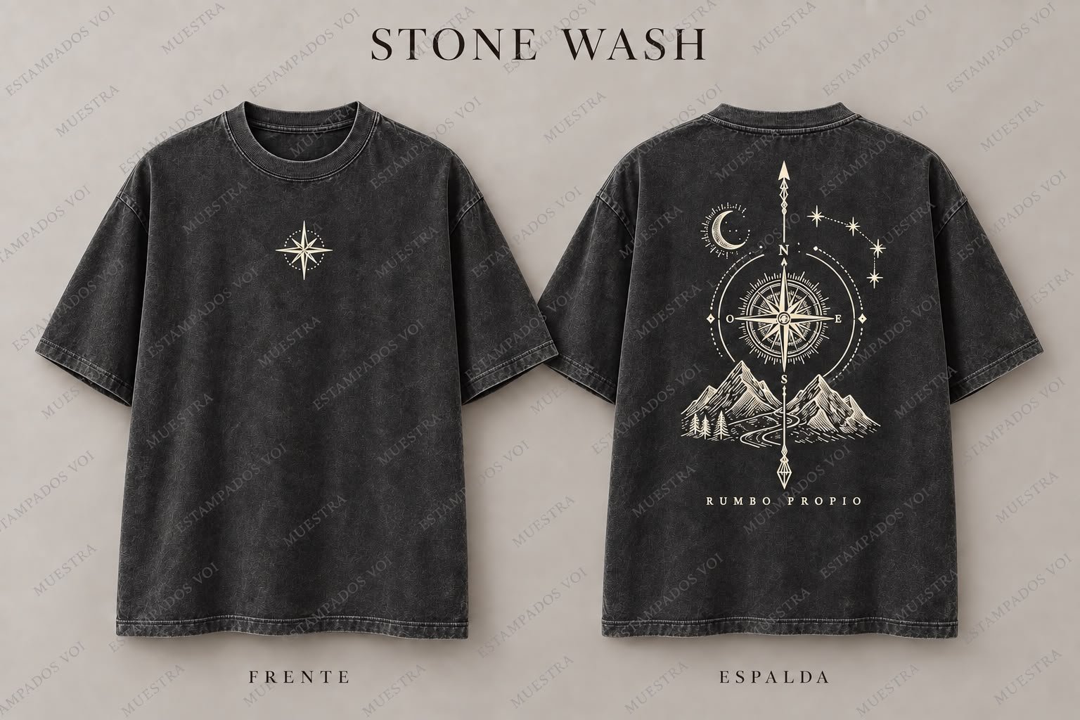 Remera Stone wash con diseño Rumbo propio