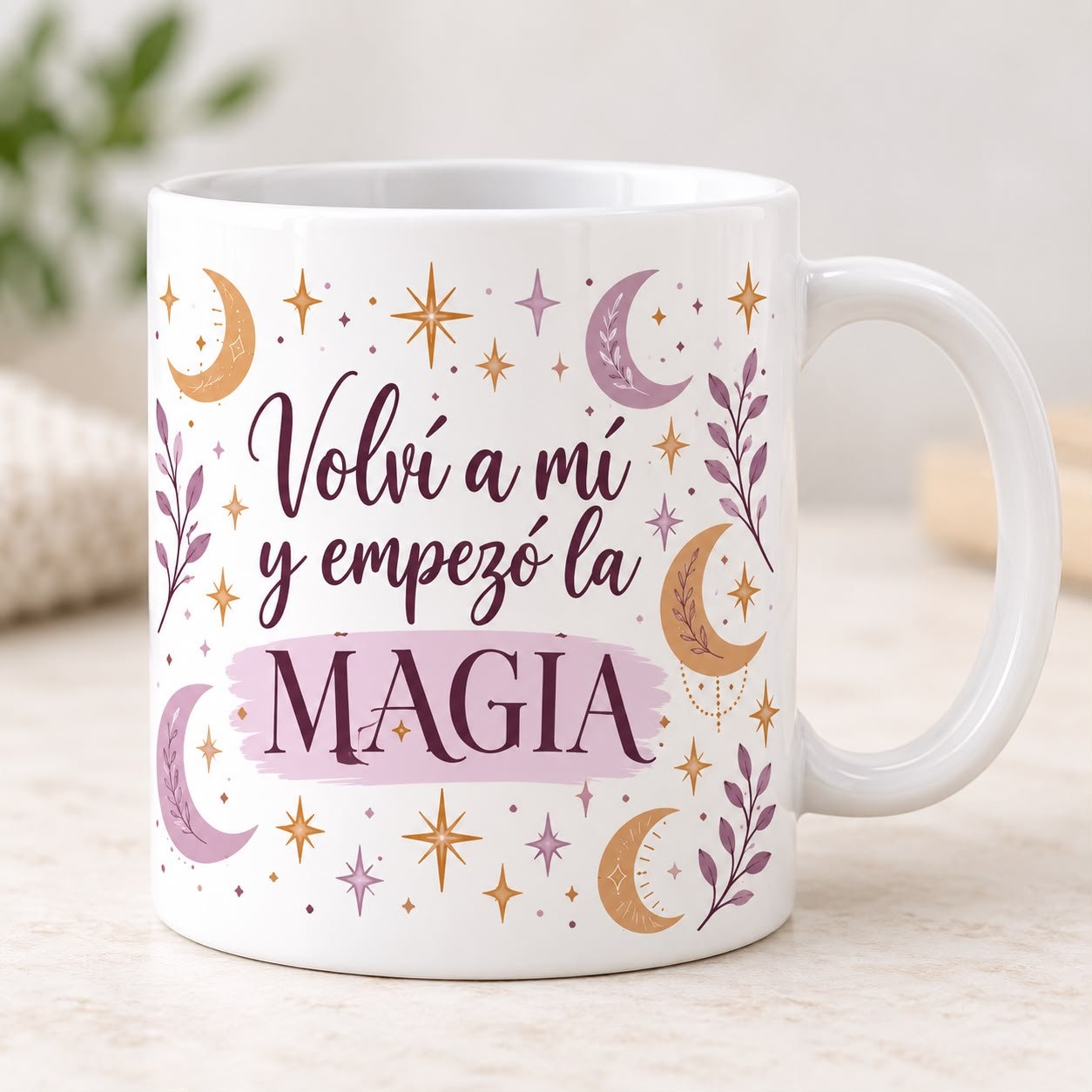 Taza de cerámica con Diseño volví a mí y empezó la magia